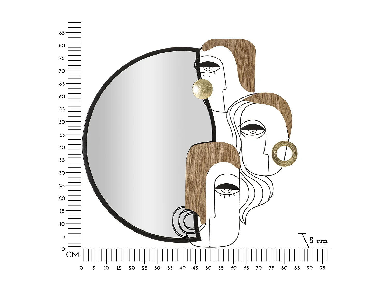 Miroir Mural Design "Picasso" 83cm Multicolore