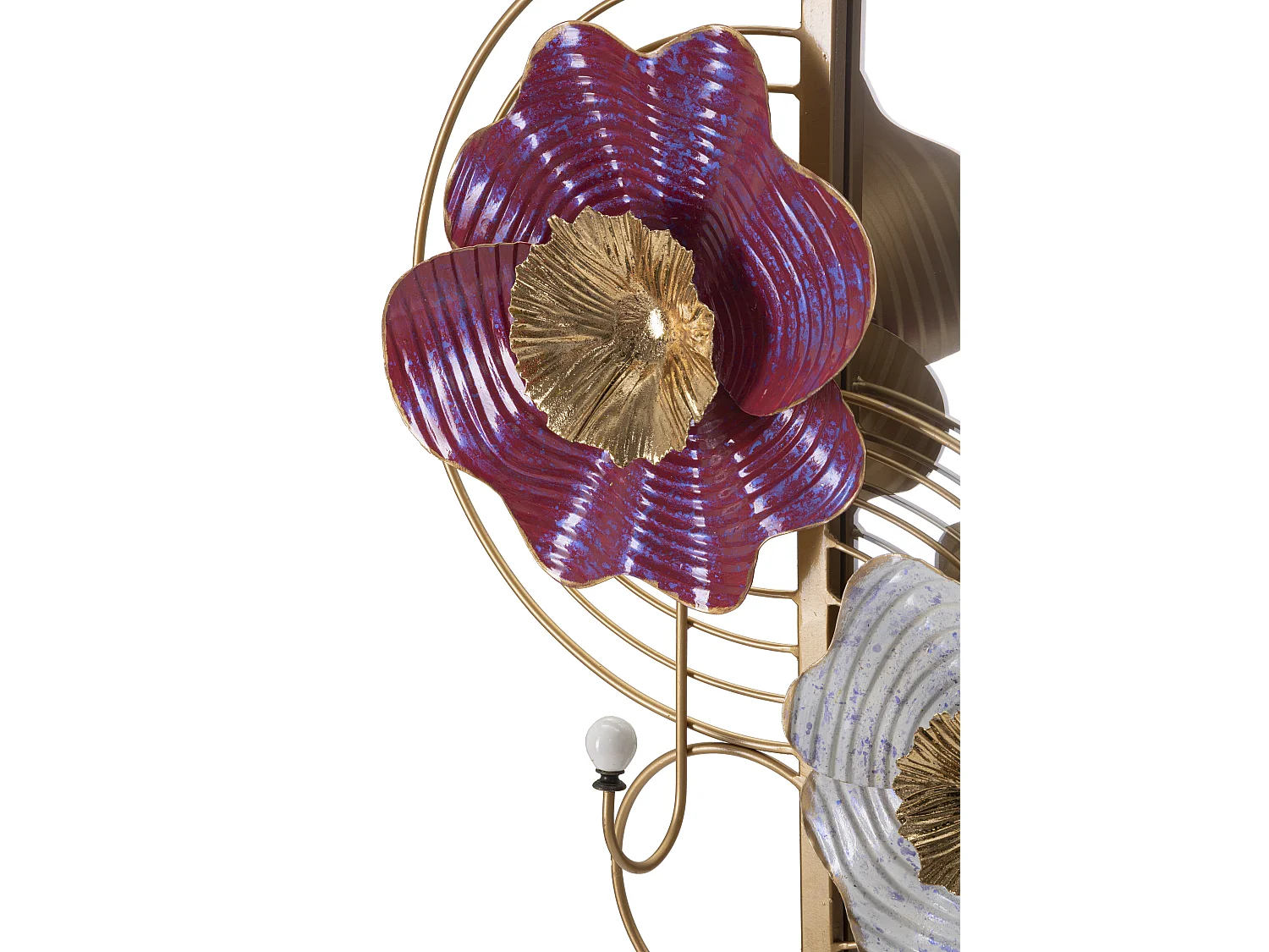 Specchio da parete con fiori in metallo multicolore cm 75x9,5x64,1