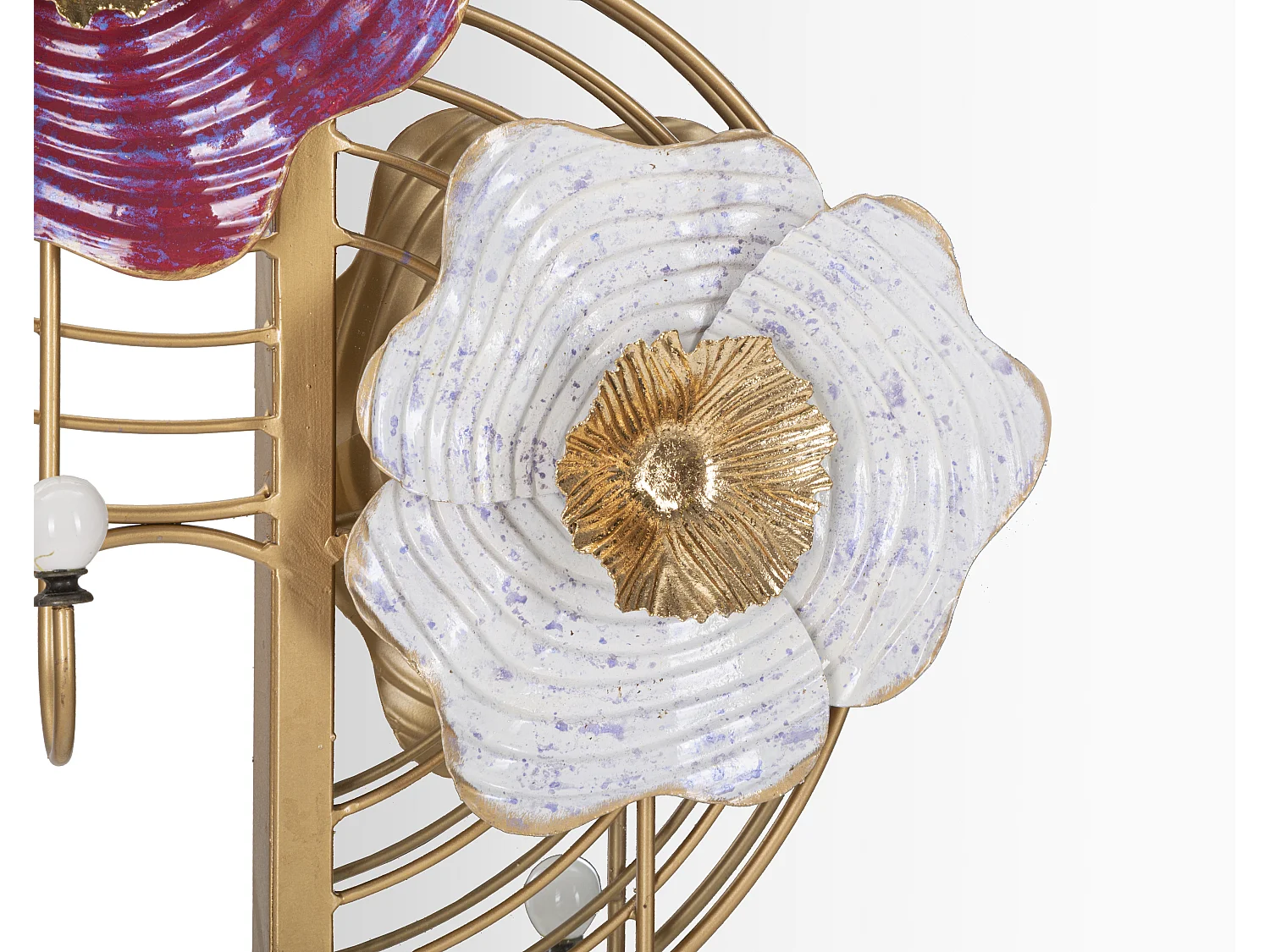 Specchio da parete con fiori in metallo multicolore cm 75x9,5x64,1