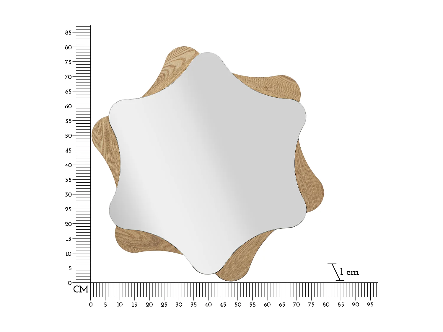 Specchio da parete in legno marrone a forma di stella Ø cm 80x1