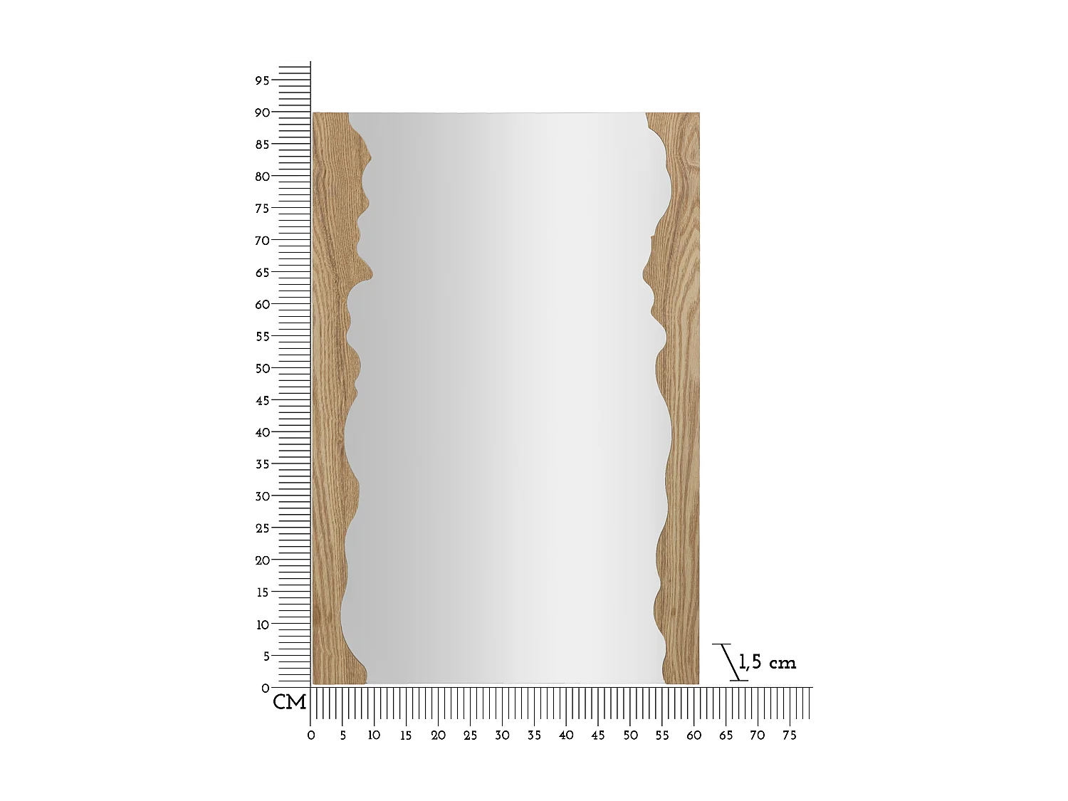 Miroir Mural Déco "Shape" 90cm Naturel