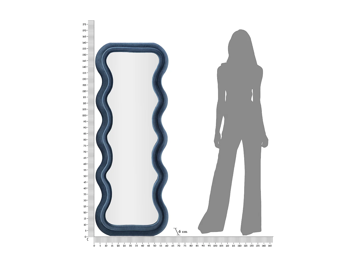 Miroir Mural en Velours "Emily" 160cm Bleu