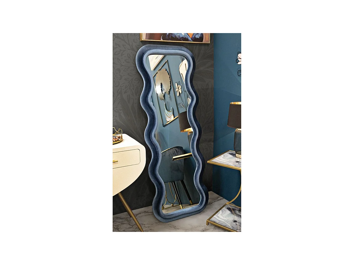 Lustro ścienne Emily, kolor niebieski, płyta MDF, 60 x 6 x 160 cm, Mauro Ferretti