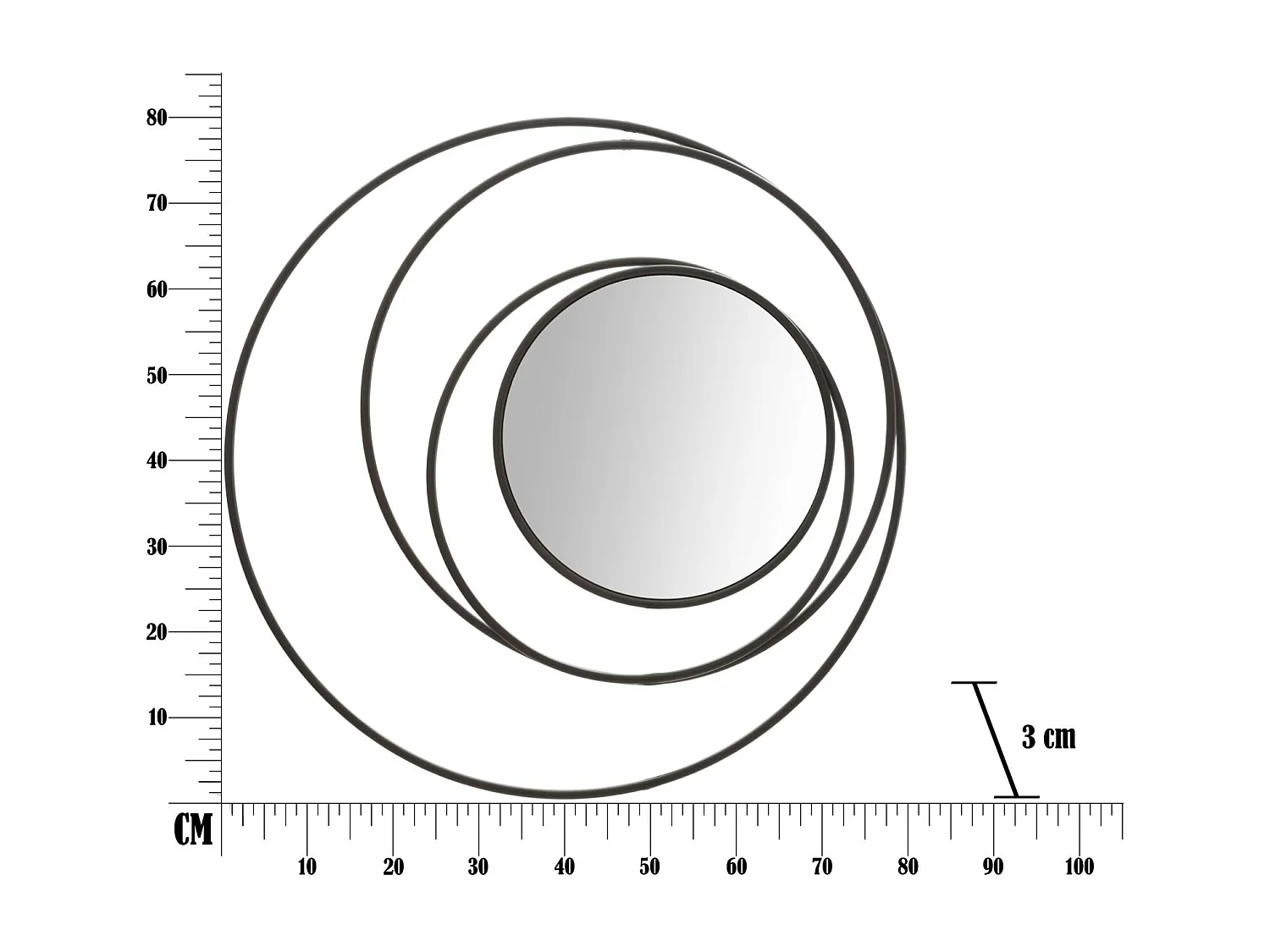 Miroir Mural Design "Industriel" 80cm Noir