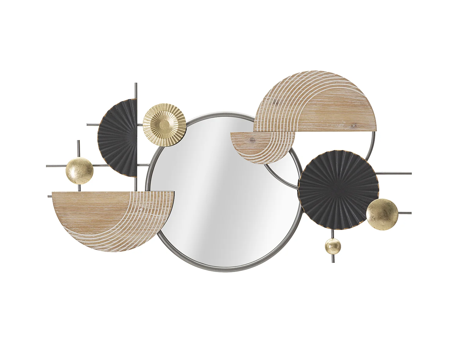 Miroir mural en métal et bois multicolore 90,2x5,1x50,2 cm