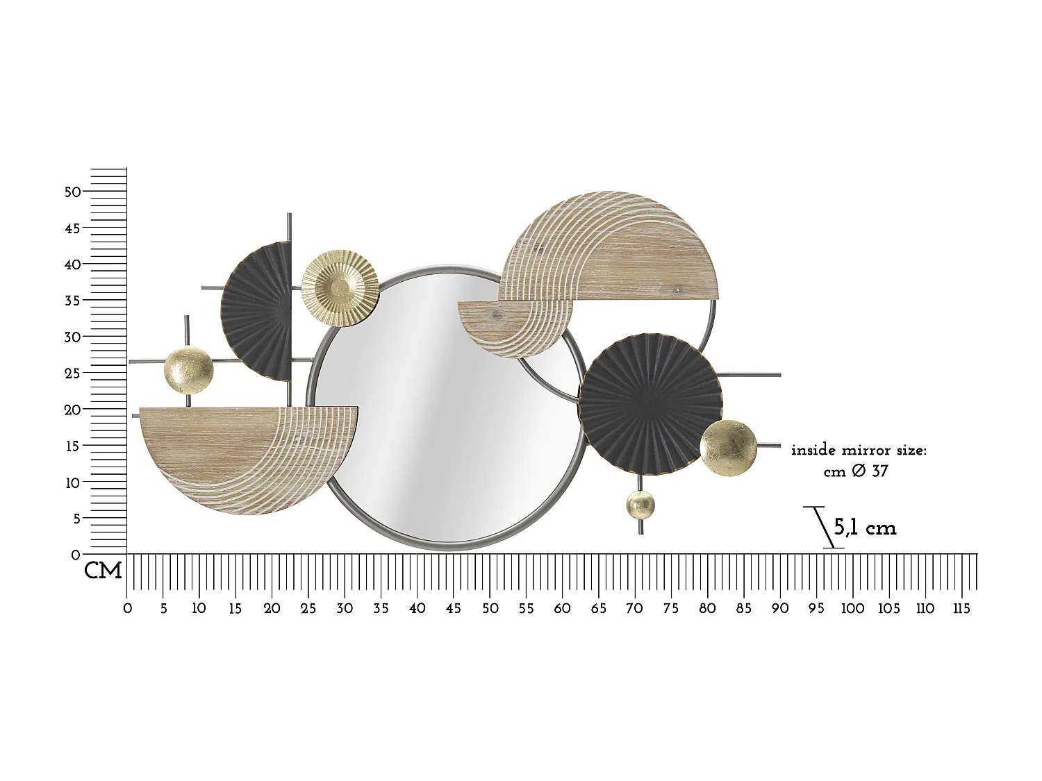Miroir Mural Déco "Abstract" 90cm Multicolore