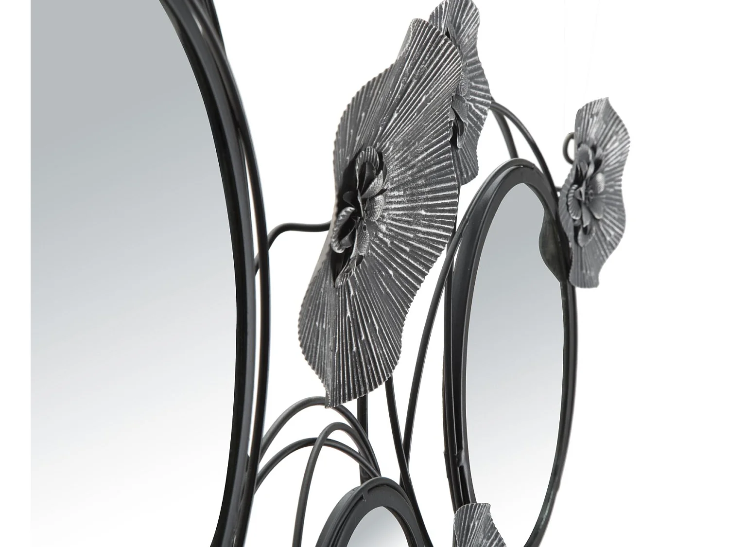 Pannello decorativo 3D in metallo grigio e specchi cm 117x5,5x49