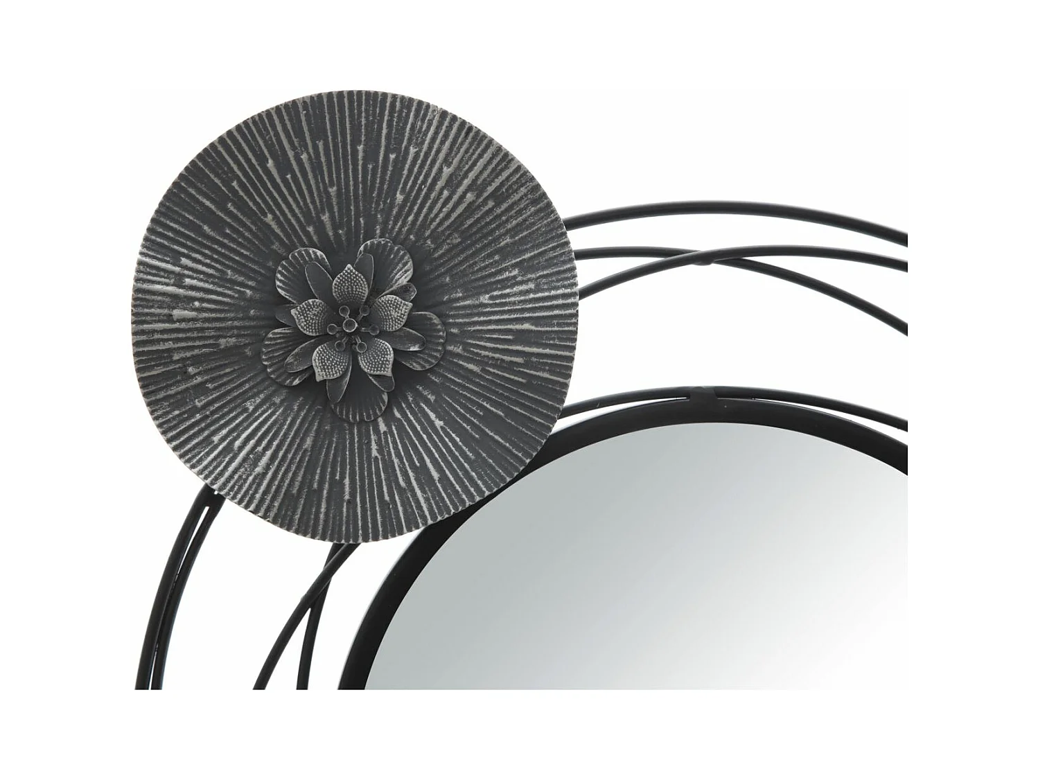 Décoration Murale 4 Miroirs "Ronds" 117cm Noir & Gris