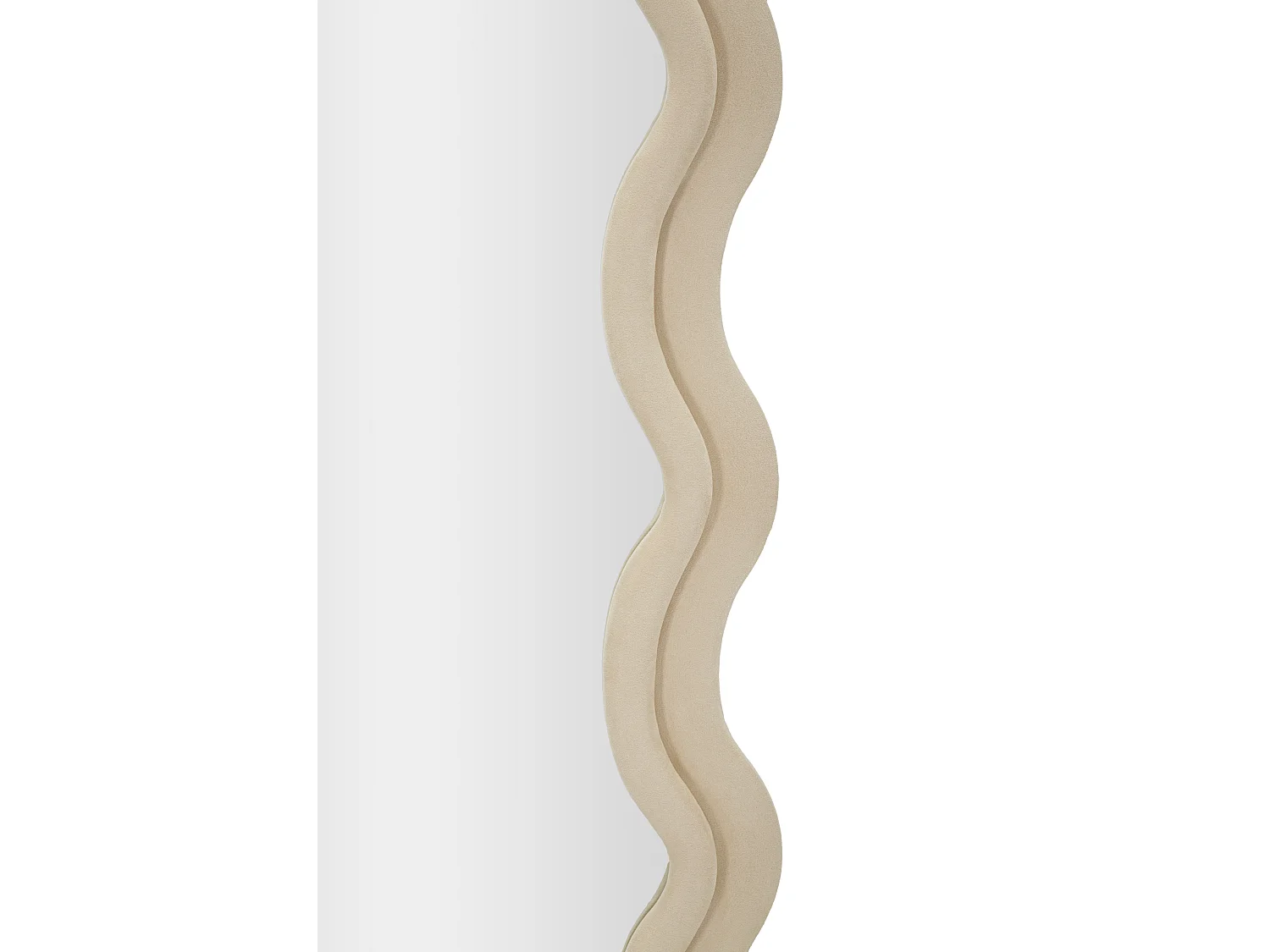 Espejo de pared o de pie diseño ondulado en terciopelo 60x160cm Emily - Crema