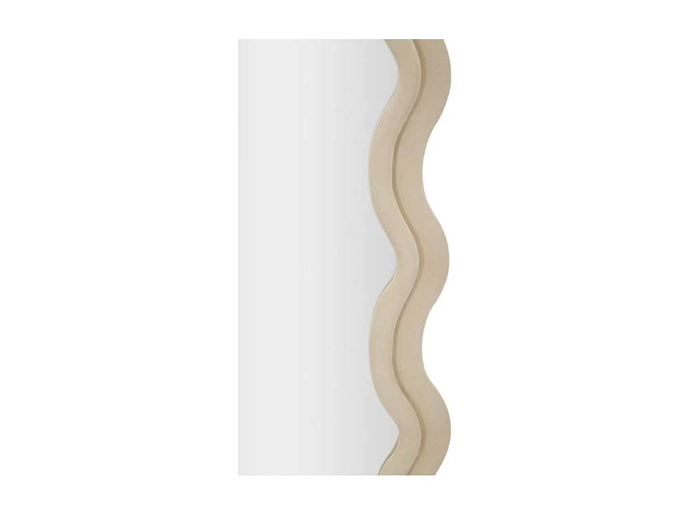 Specchio da parete in velluto beige cm 60x6x160