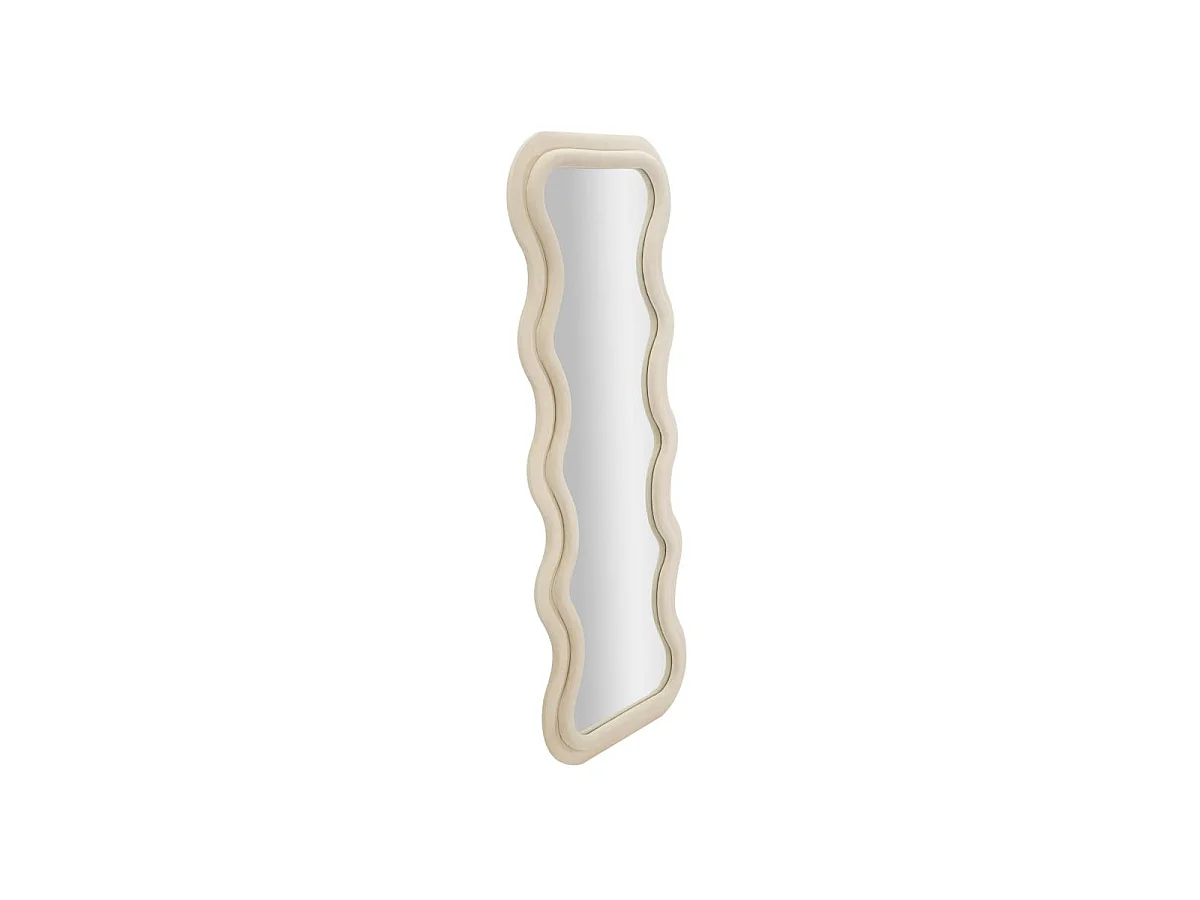 Beige fluwelen wandspiegel 60x6x160 cm