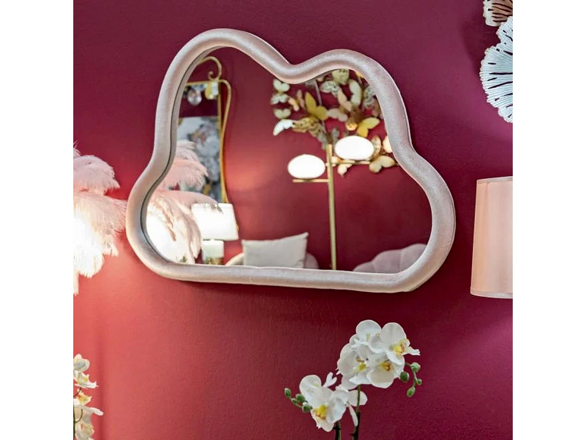 Miroir Mural en Velours "Cloud" 90cm Rose