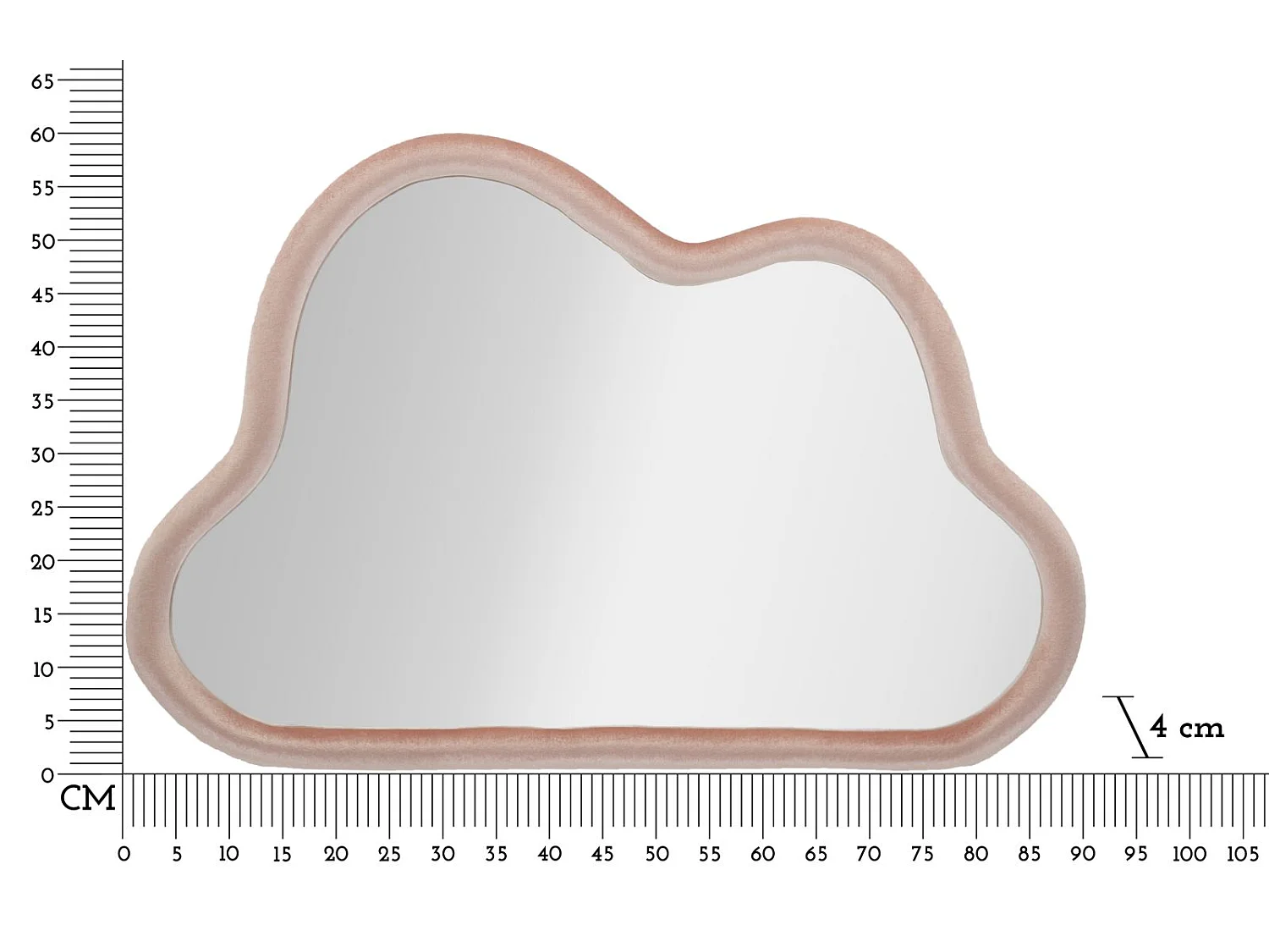 Miroir Mural en Velours "Cloud" 90cm Rose