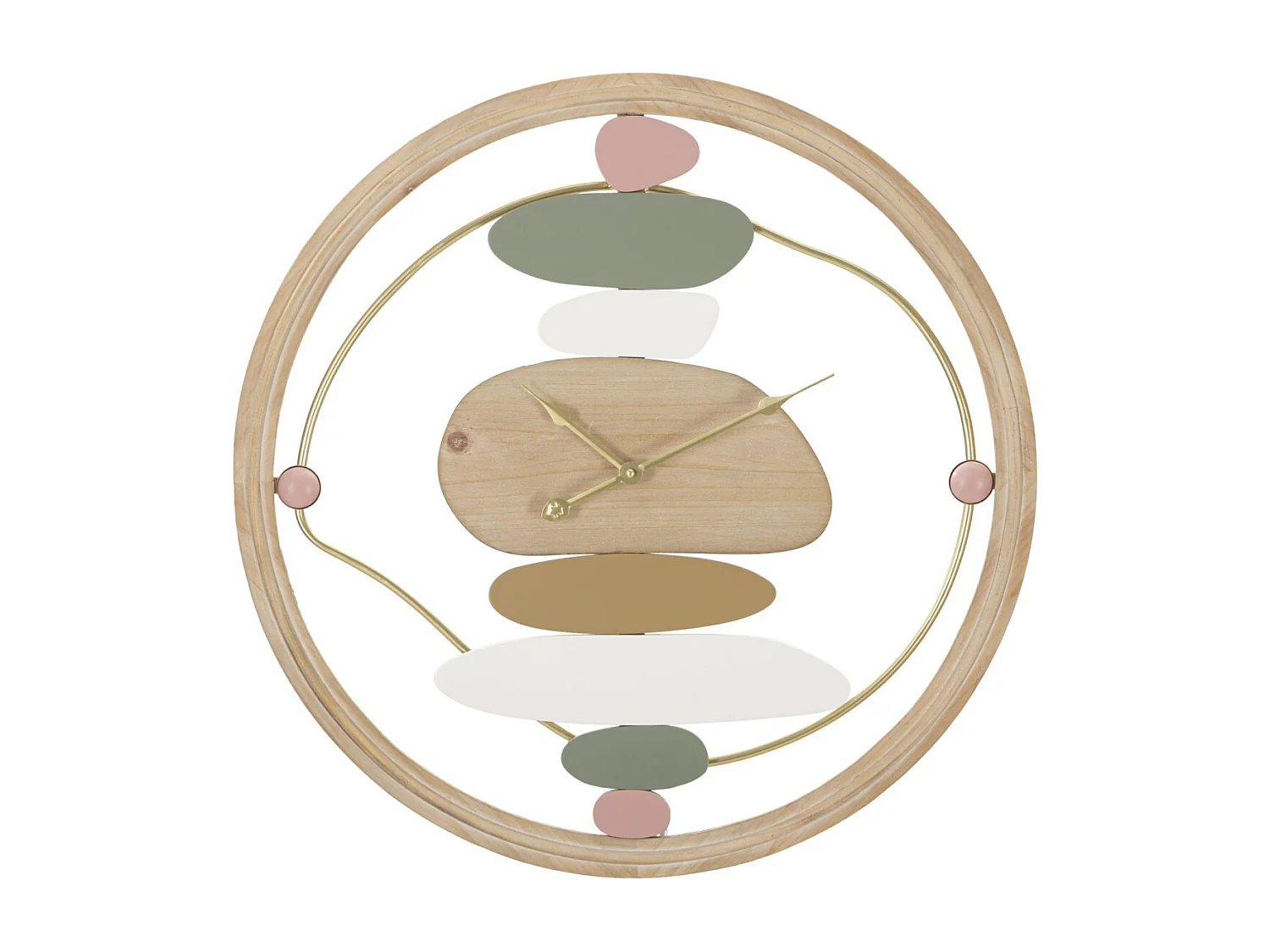 Ronde wandklok in bruin hout en metaal Ø cm 57X3.8