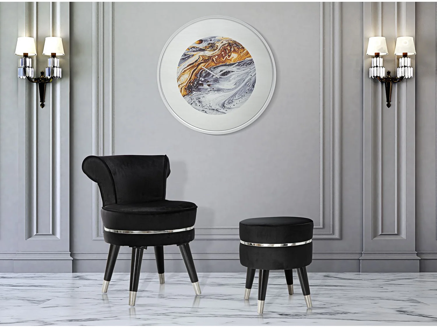 Horloge Murale en Verre "Miroir Grey" 60cm Multicolore