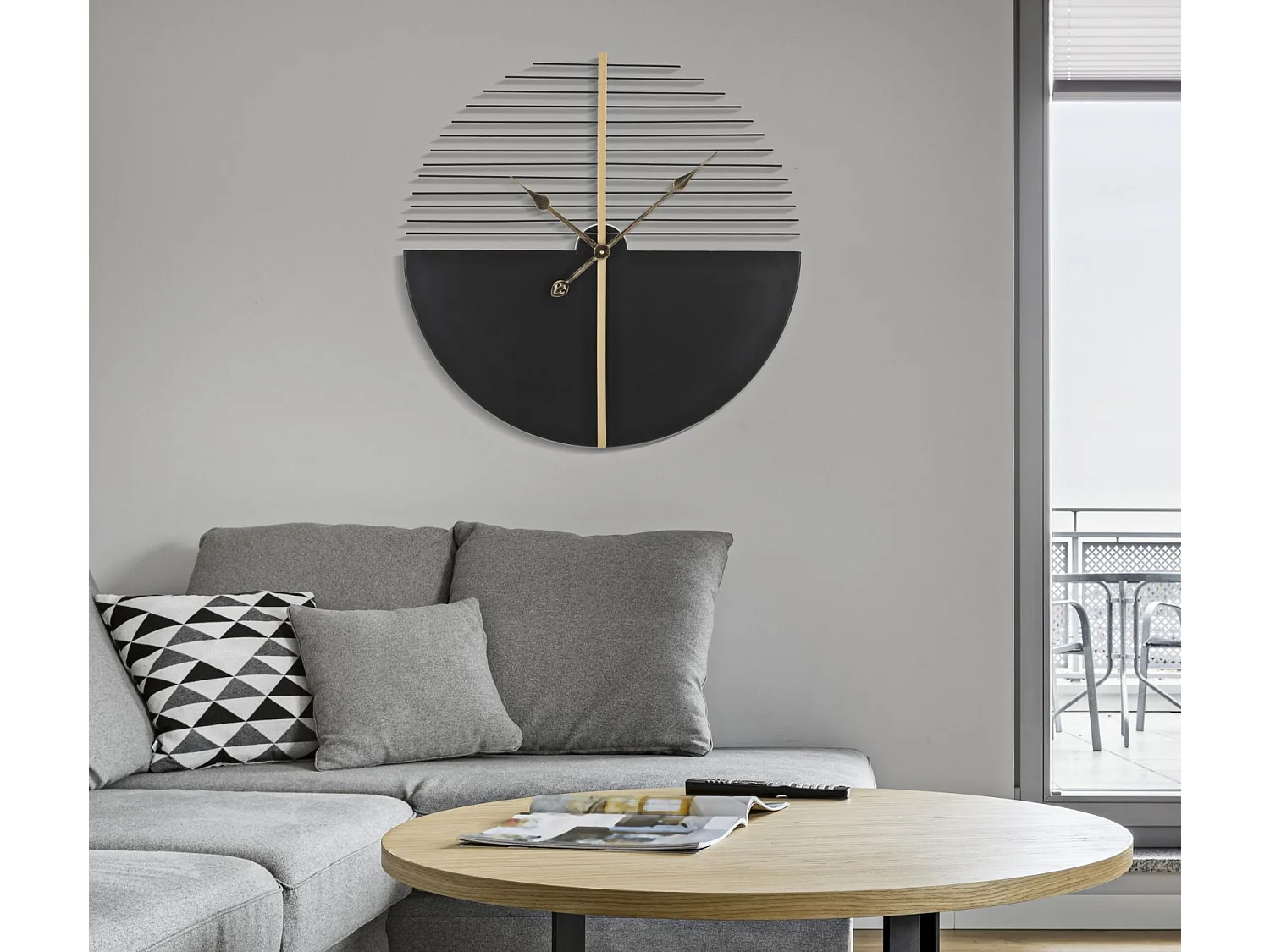 Horloge Murale en Métal "Glam Stick" 60cm Noir & Or