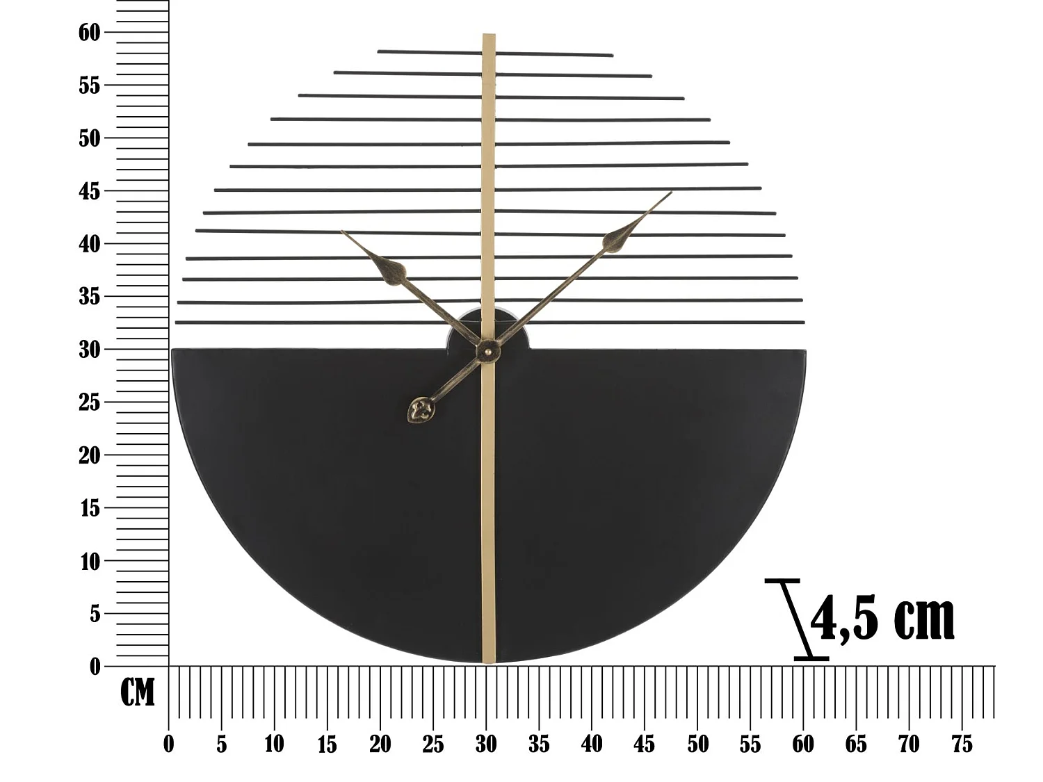 Zegar ścienny - czarny, złoty, żelazo, styl glamour, 60 x 4,5 x 60 cm - Clock Glam Stick