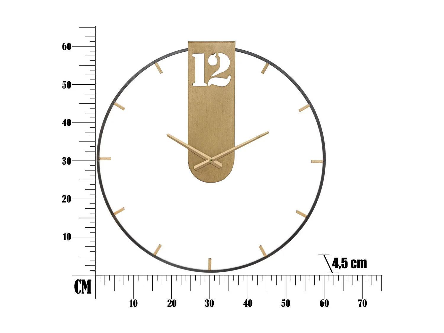 Gouden metalen wandklok Ø cm 60x4,5
