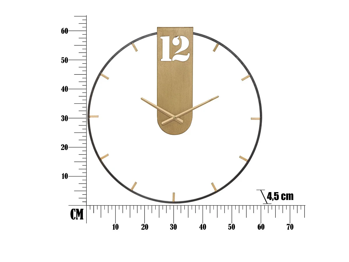 Wanduhr aus Metall goldfarben Ø 60x4,5 cm