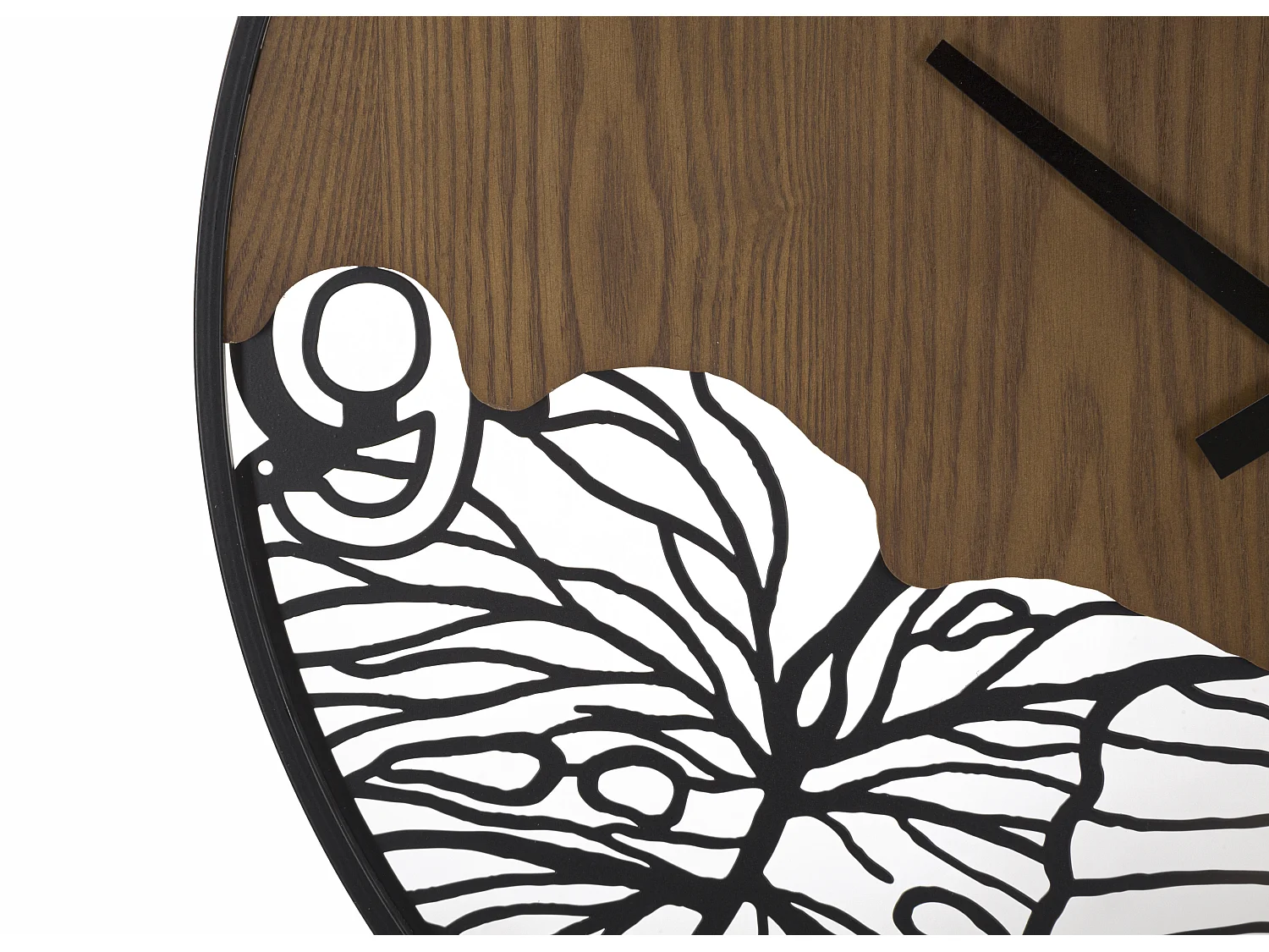 Orologio rotondo da parete in legno e metallo marrone Ø cm 60x2