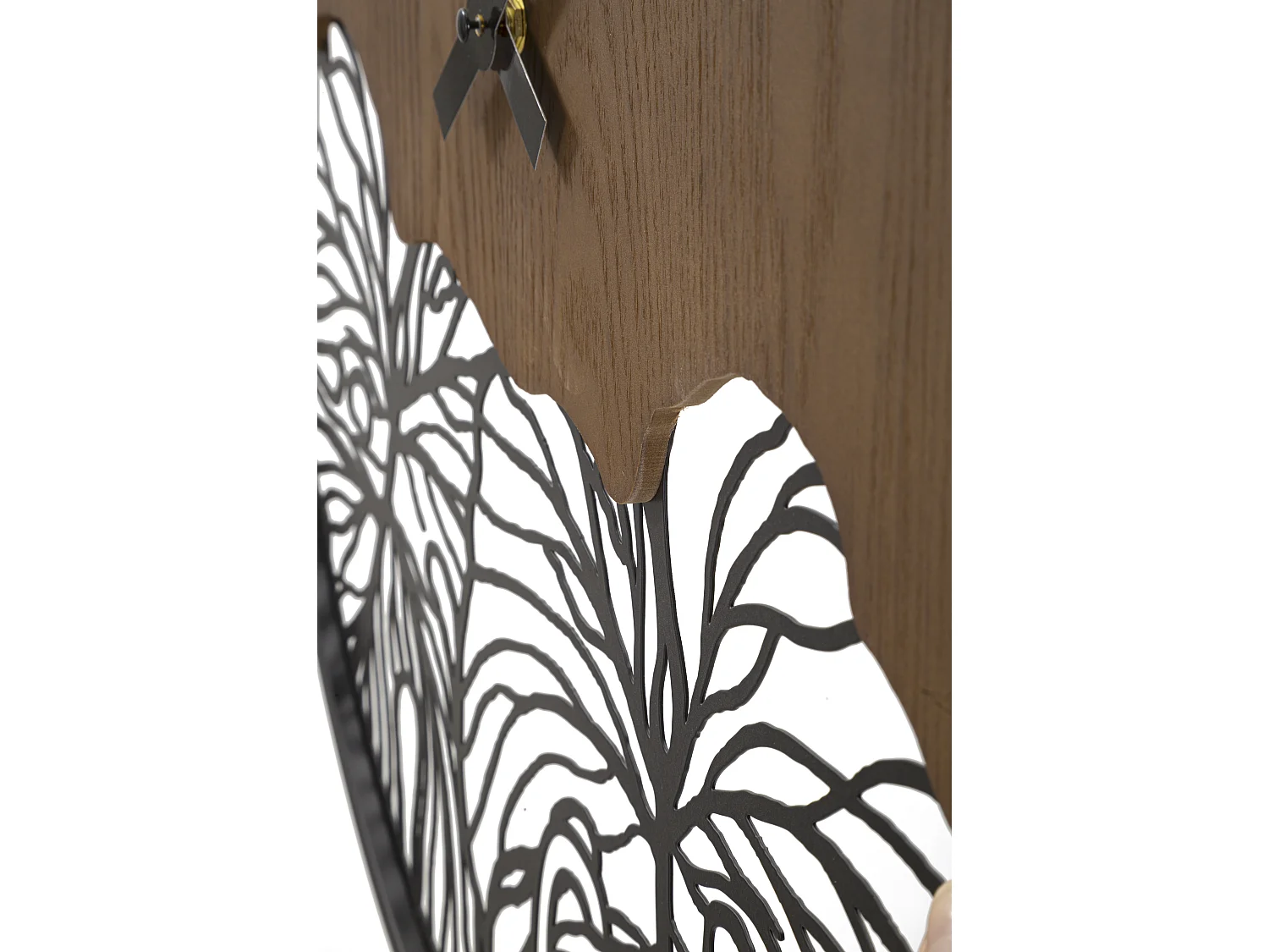 Orologio rotondo da parete in legno e metallo marrone Ø cm 60x2