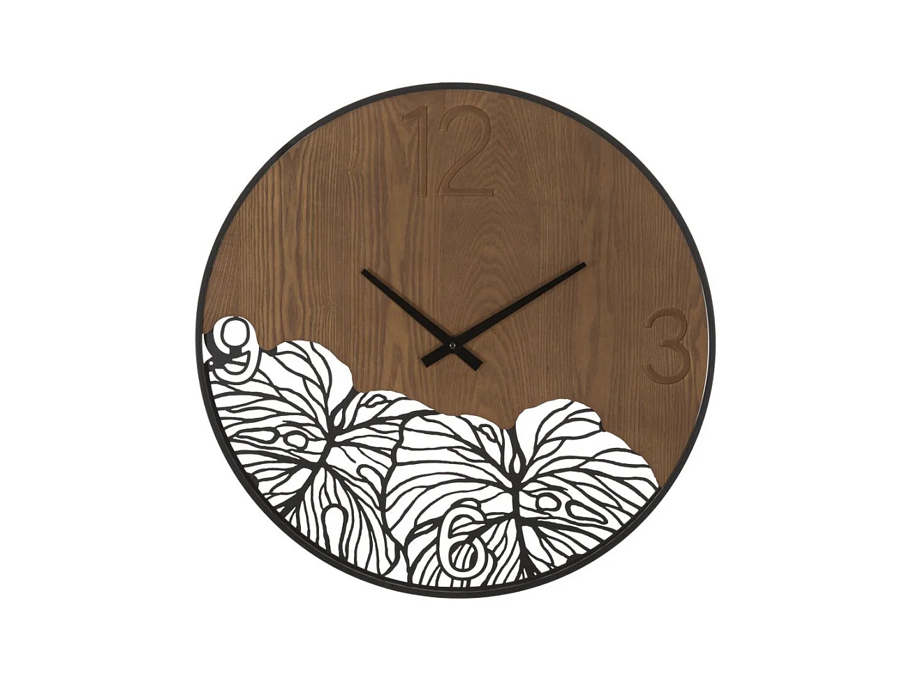 Horloge murale ronde en bois et métal marron Ø cm 60x2
