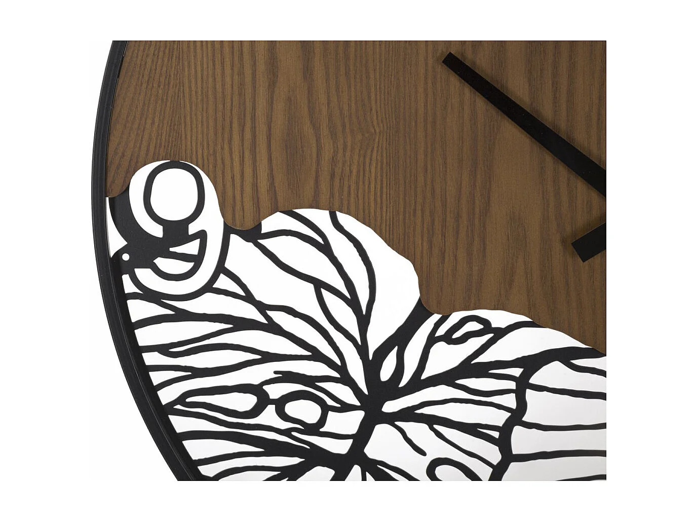 Horloge Murale Design "Leaf" 60cm Marron & Noir
