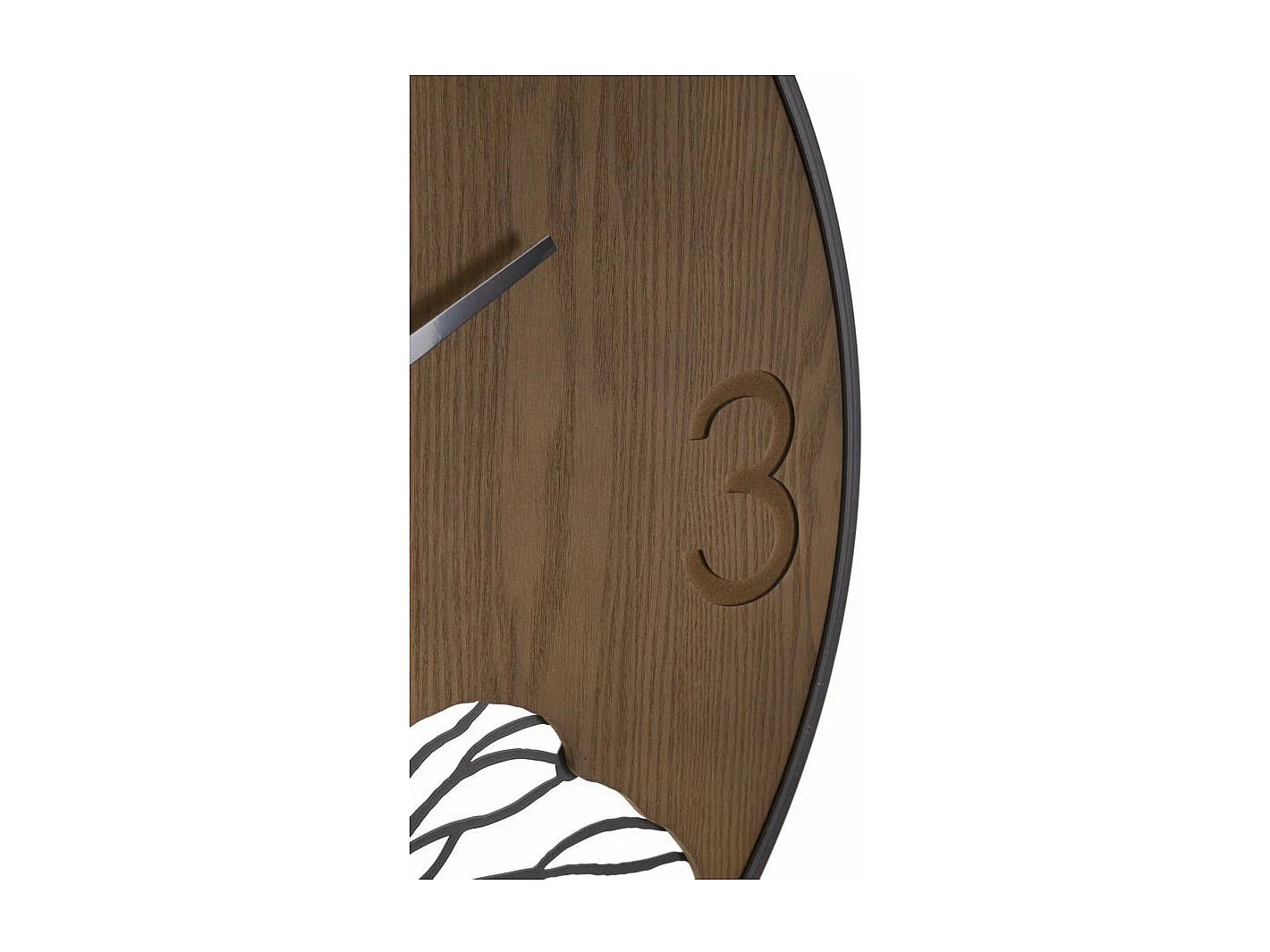 Horloge Murale Design "Leaf" 60cm Marron & Noir