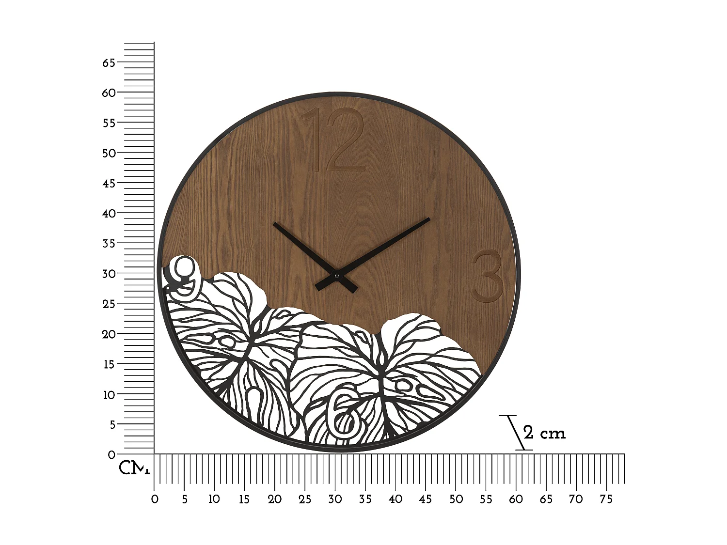 Horloge Murale Design "Leaf" 60cm Marron & Noir