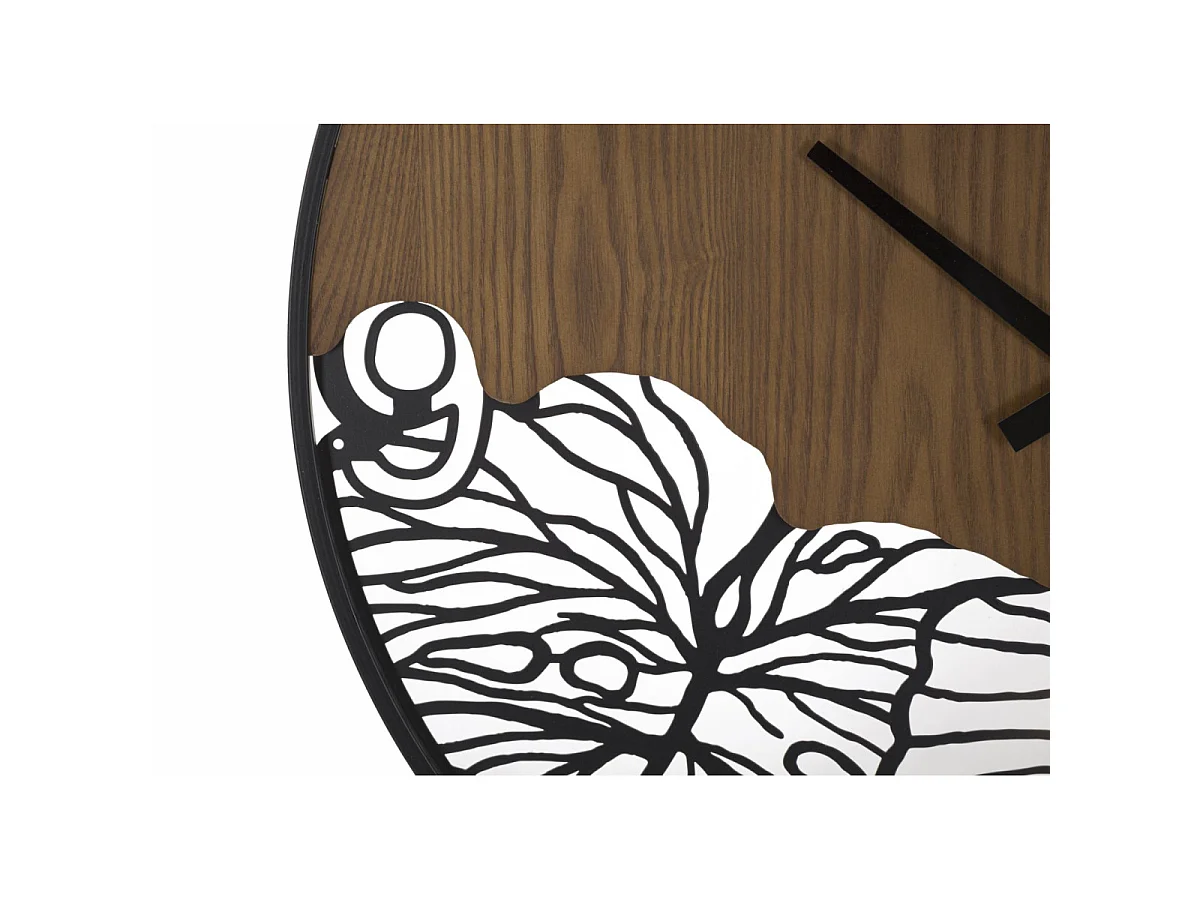 Runde Wanduhr aus Holz und Metall braun Ø 60x2 cm