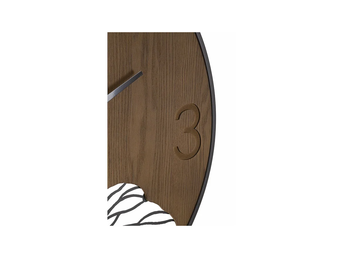 Runde Wanduhr aus Holz und Metall braun Ø 60x2 cm