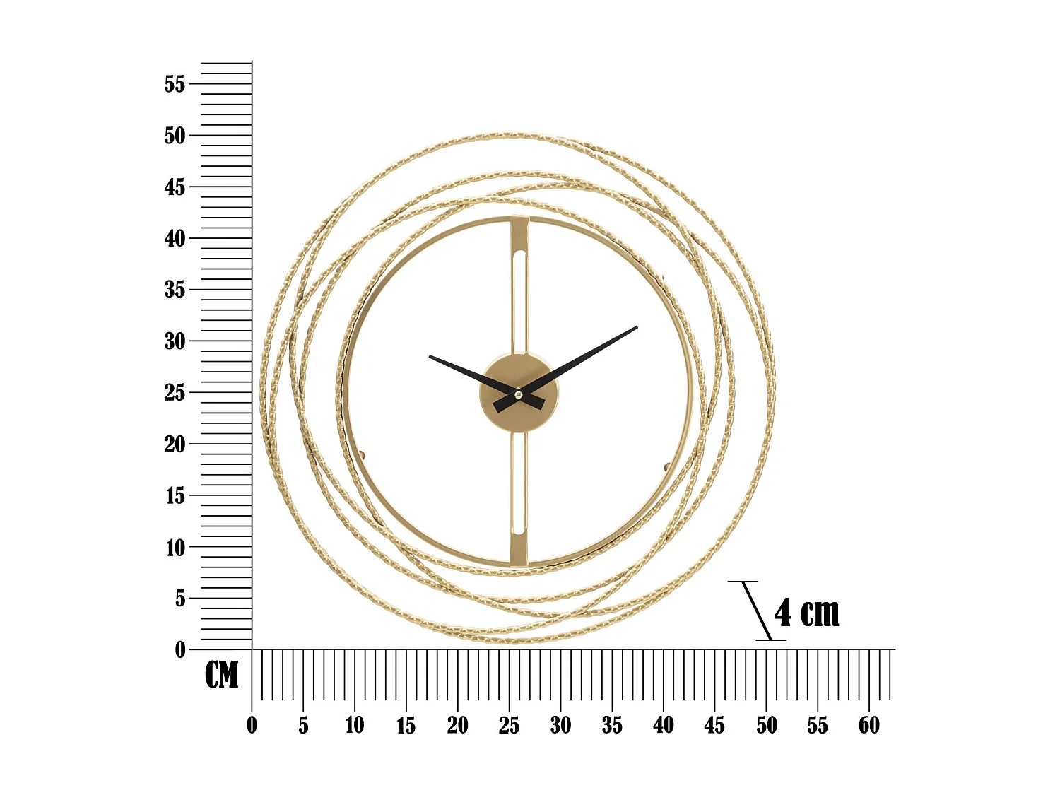 Horloge Murale en Métal "Strips" 50cm Or