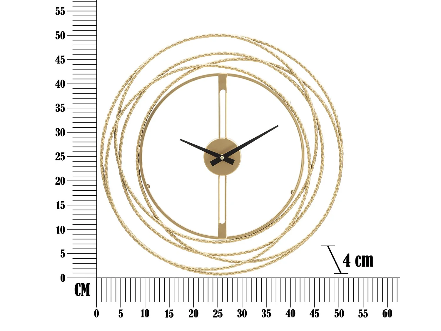 Zegar ścienny do salonu i przedpokoju - złoty, żelazo, glamour, wys. 50 cm - Clock Strips