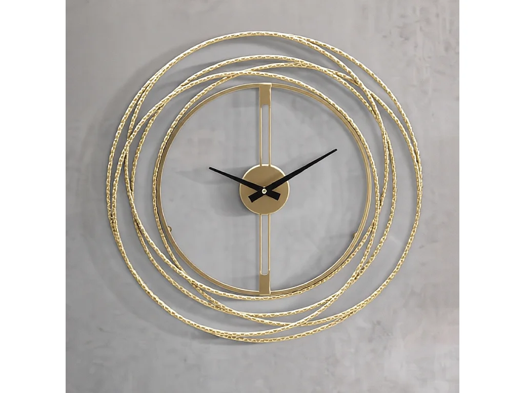 Zegar ścienny do salonu i przedpokoju - złoty, żelazo, glamour, wys. 50 cm - Clock Strips
