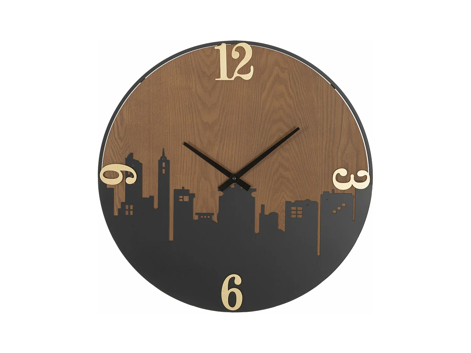 Horloge murale ronde en métal et bois marron Ø cm 60x2