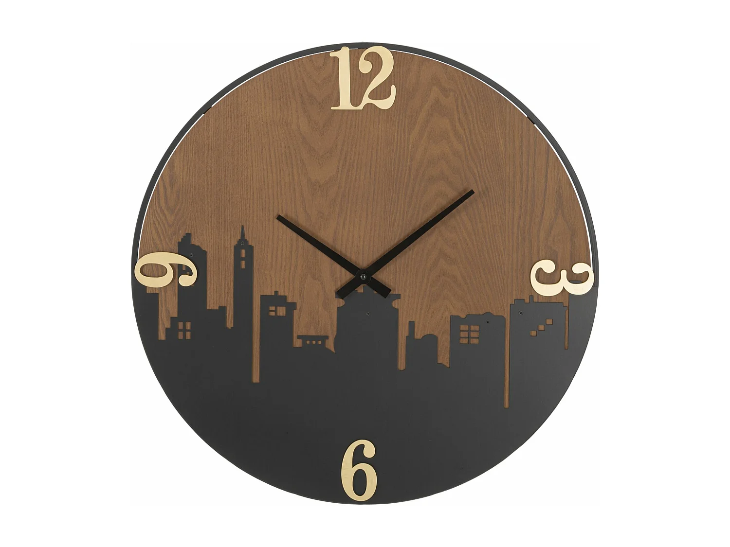 Horloge Murale Design "City" 60cm Marron & Noir