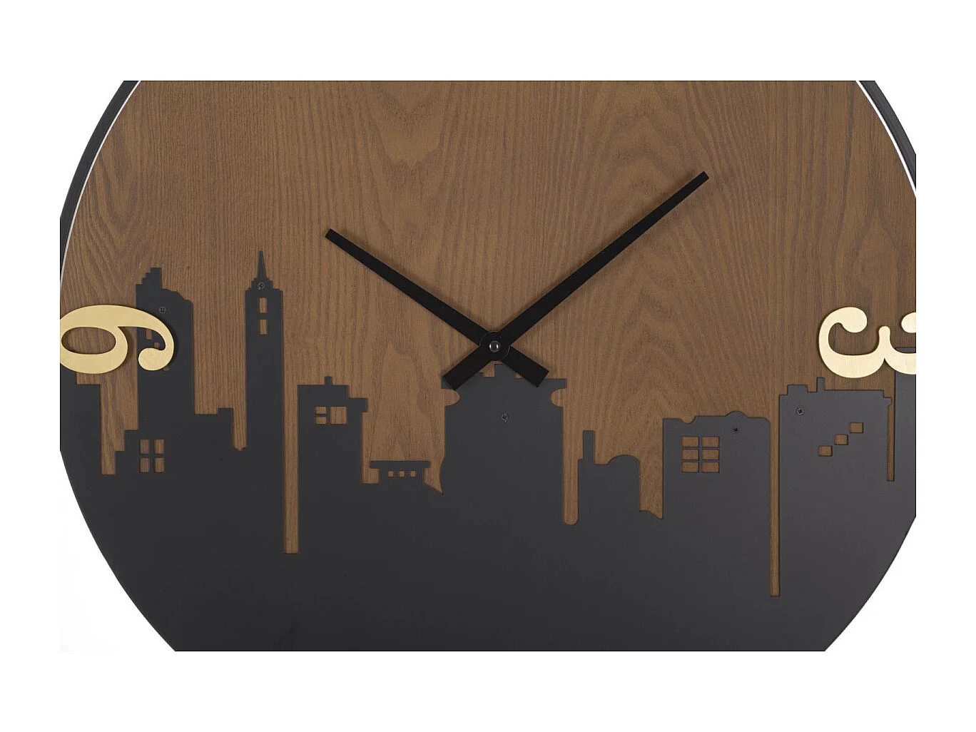 Horloge Murale Design "City" 60cm Marron & Noir