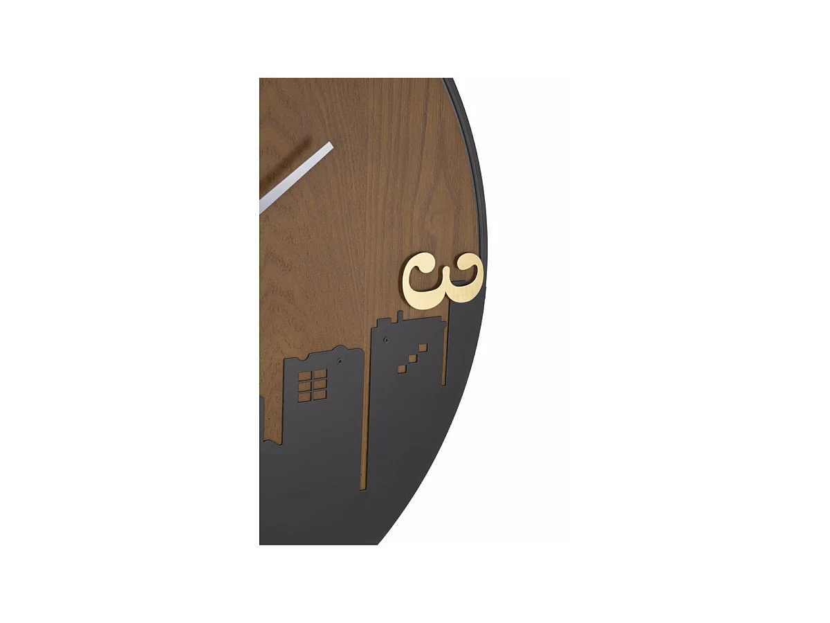 Runde Wanduhr aus Metall und Holz braun Ø 60x2 cm