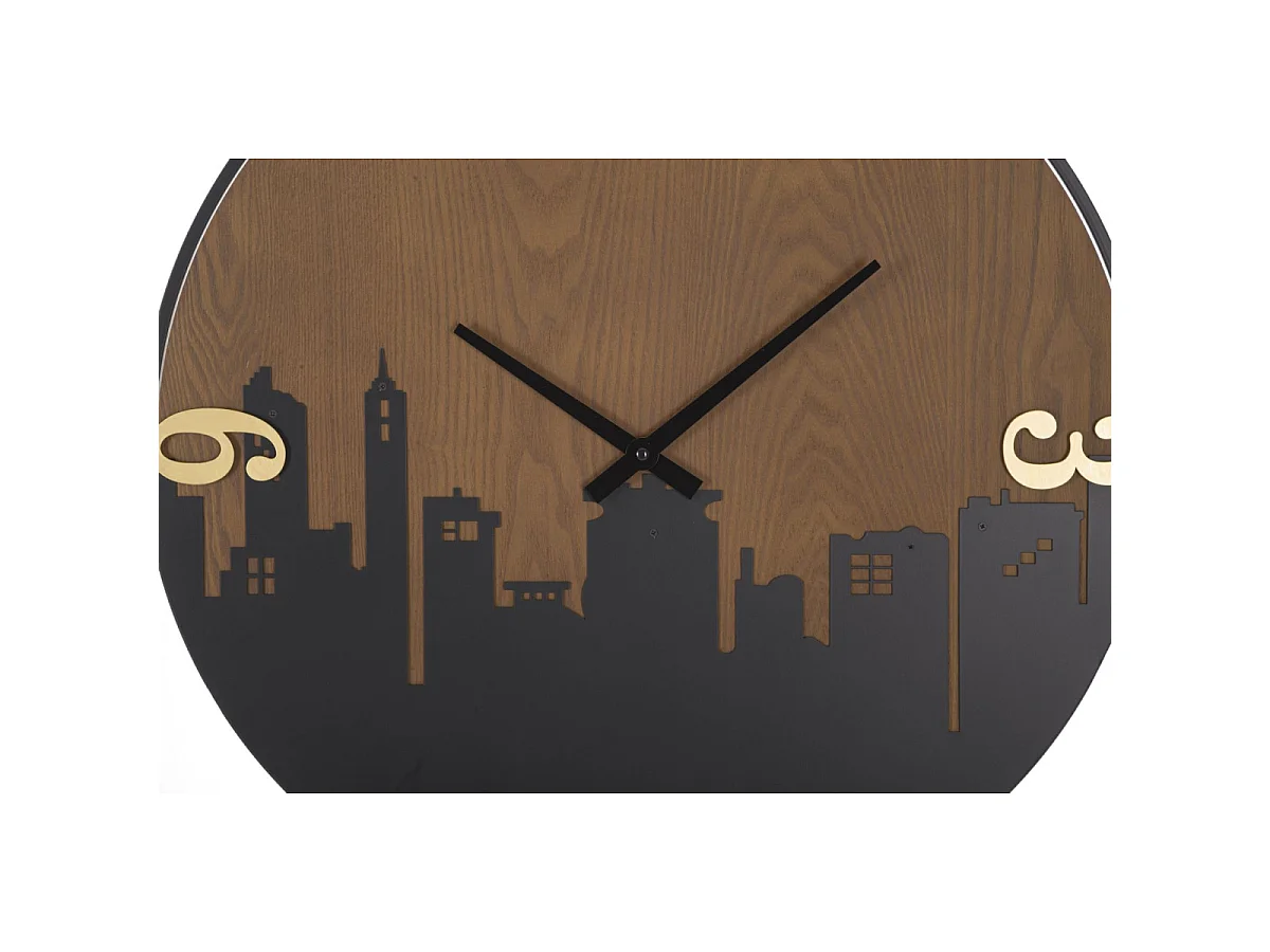Runde Wanduhr aus Metall und Holz braun Ø 60x2 cm