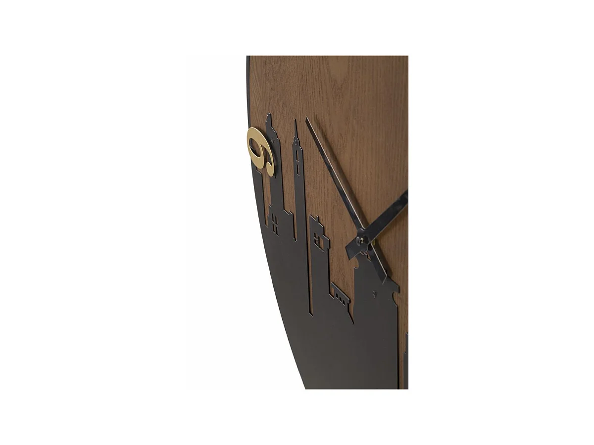 Runde Wanduhr aus Metall und Holz braun Ø 60x2 cm