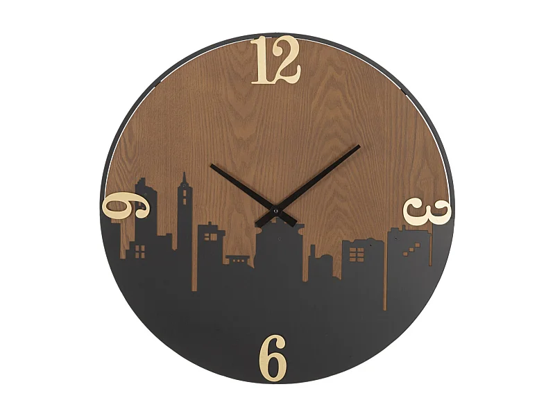 Horloge Murale Design "City" 60cm Marron & Noir