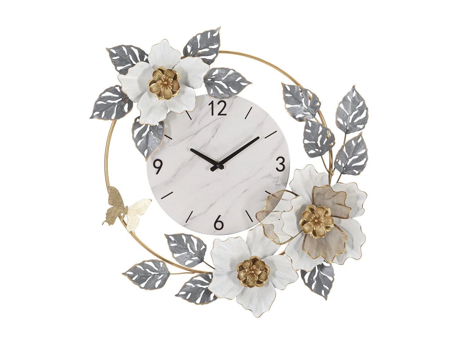 Horloge murale avec des fleurs en métal multicolore cm 64x8x64