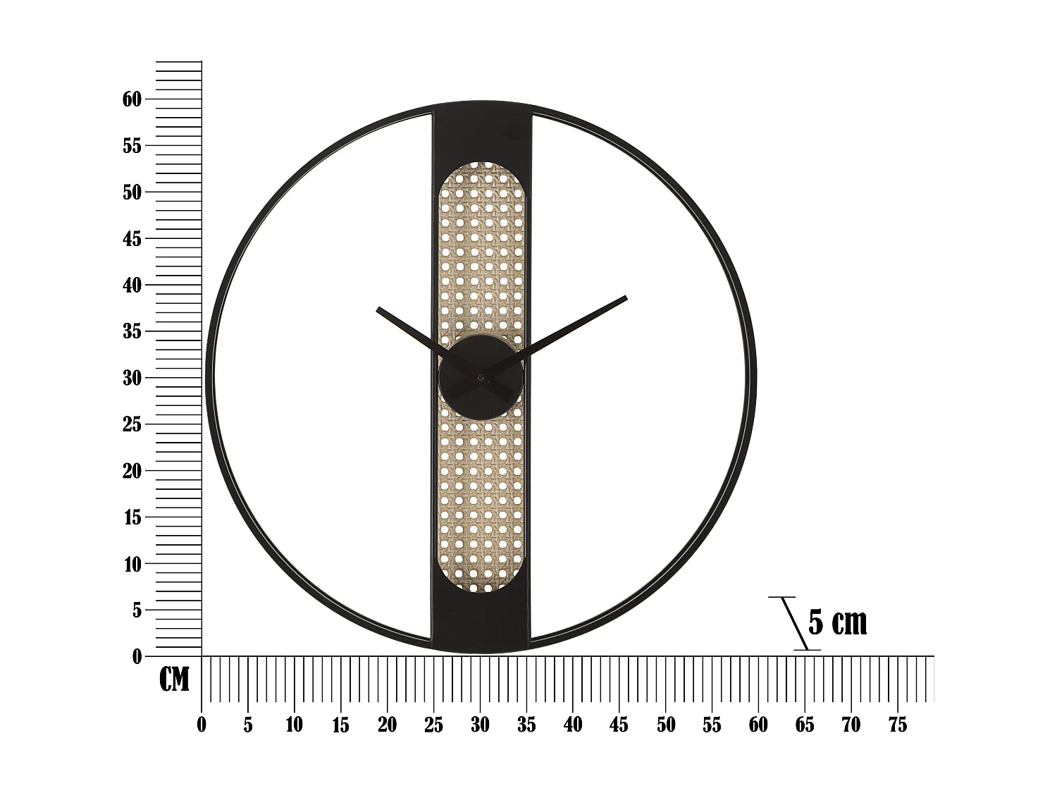 Orologio rotondo da parete in metallo nero e beige Ø cm 60x5