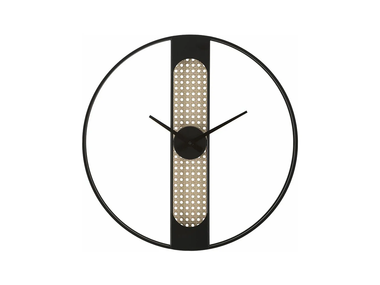 Horloge Murale Cannage "Ribby" 60cm Noir & Crème