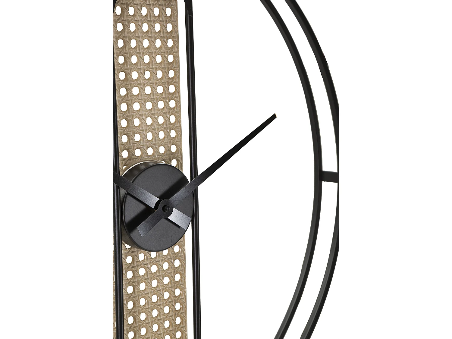 Horloge Murale Cannage "Ribby" 60cm Noir & Crème