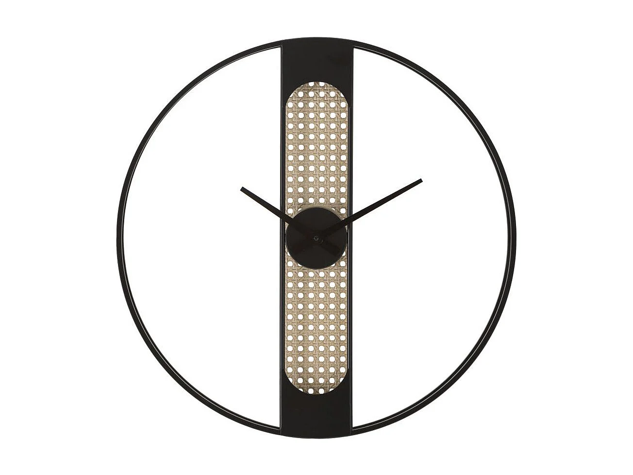 Horloge Murale Cannage "Ribby" 60cm Noir & Crème