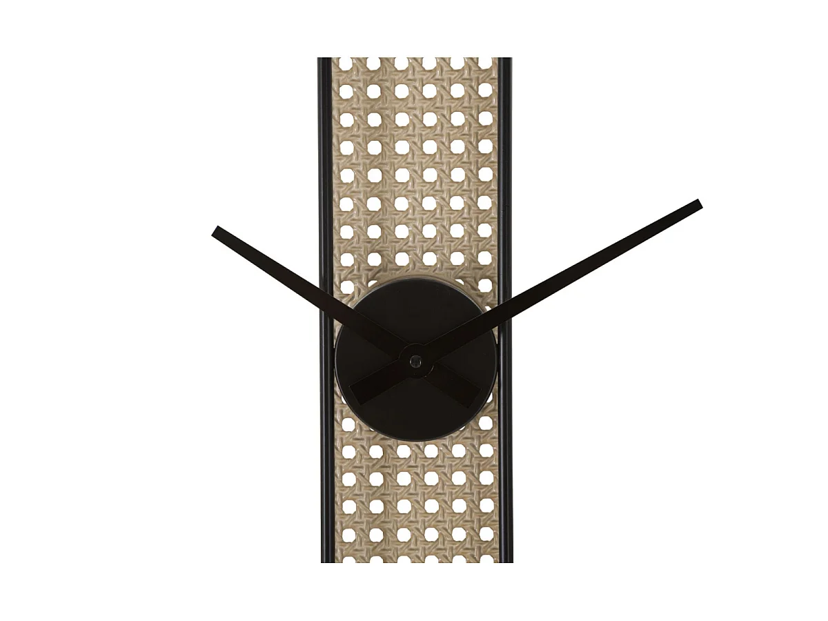 Horloge Murale Cannage "Ribby" 60cm Noir & Crème