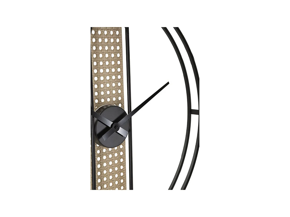 Horloge Murale Cannage "Ribby" 60cm Noir & Crème