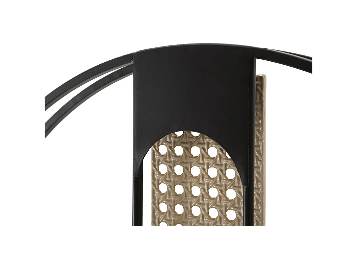 Horloge Murale Cannage "Ribby" 60cm Noir & Crème
