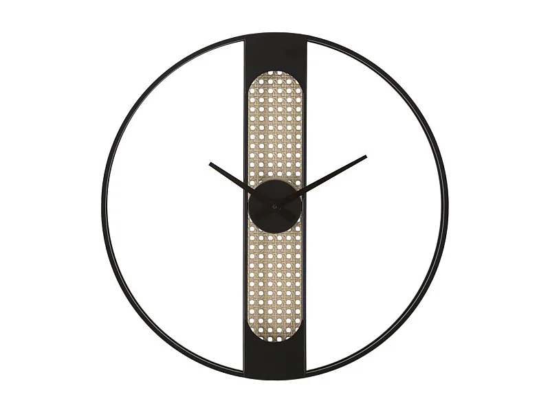 Horloge Murale Cannage "Ribby" 60cm Noir & Crème